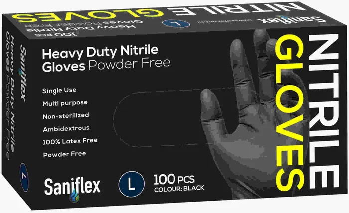 Saniflex Nitrile Black Gloves (L)